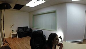 veronica valentine's casting interview turns messy with ripped clothes, dripping creampie, and intense action