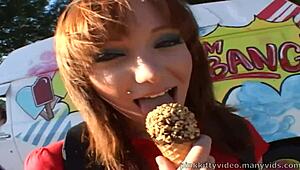 Beau Marie sucks ice cream then fucks me in missionary.