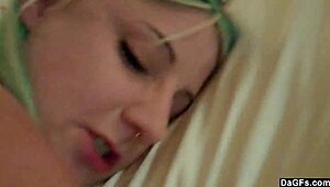 Hotel room teen undresses solo