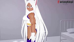 Rumi Usagiyama and Mirko deliver intense blowjob in POV Boku no Hero hentai scene