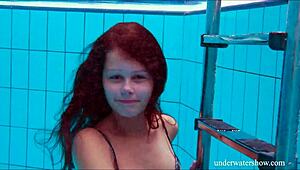 shaved cutie nata szilva, umm, she’s like a mermaid in the pool, ya know?