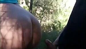 Public Forest Adventure with Sexy Big Ass Brunette