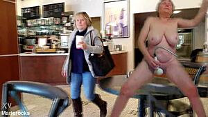 Watch this mature tourist gilf masturbate to a wild orgasm?