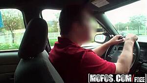 Jessa Rhodes rides cock for cab fare in POV scene with spanking and cumshot