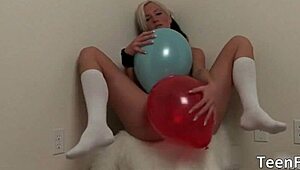 Slutty blonde babe gets her tight hole stretched hard!