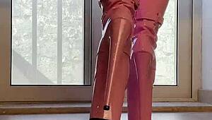 walking tall in pink boots a captivating vision of domination and heels on her ass