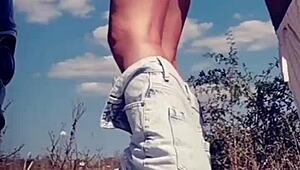 Licking His Cock Sprays Cum on Her Lips