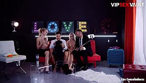 Blonde pornstars Sicilia and Nesty indulge in kinky foursome with their husbands