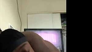 This ebony amateur bends over and gives a hardcore blowjob before swallowing the cumshot