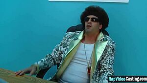 I can't believe how rough Dariel fucked that ebony babe during casting on the office desk