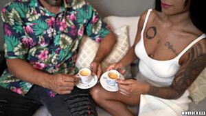 Ariella Ferraz takes anal and swallows cum with Tony Tigrão