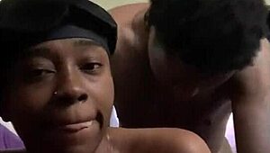 This ebony amateur bends over and gives a hardcore blowjob before swallowing the cumshot