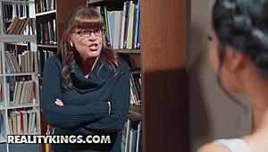 ricky johnson and avery black get into some sneaky interracial sex in college with hardcore blowjob and fucking