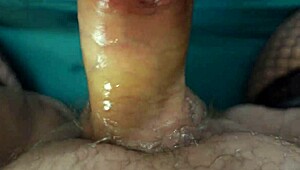 Chubby tranny bangs a pocket pussy machine in wild POV cumshot