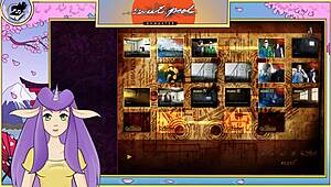 Monster hentai game with black-haired Asian bodybuilder