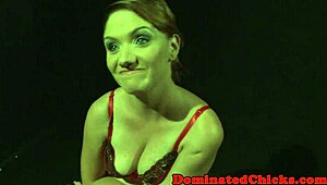 This submissive babe loves the taste of fresh jizz during intense bondage session