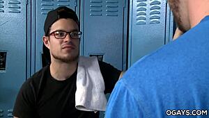 Mature Gays Deepthroat Big Cocks in Locker Room