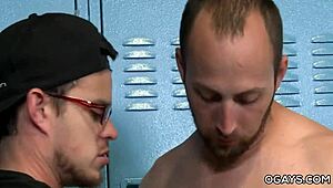 Mature Gays Deepthroat Big Cocks in Locker Room