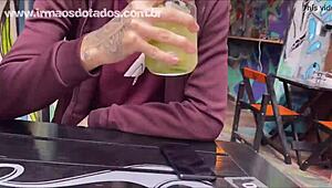 My endowed brother takes bareback ass for cumshot