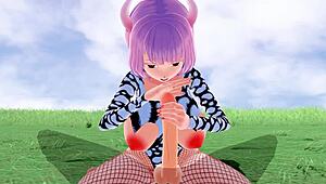 3d hentai features big ass and big tits in fishnet stockings