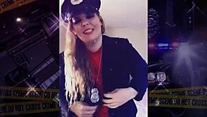 Fetish goddess in police costume dominates