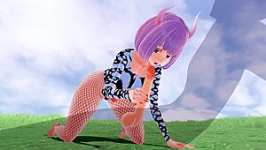 3d hentai features big ass and big tits in fishnet stockings