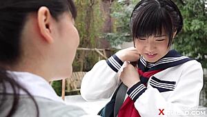 Japanese teen Yui Sugimoto shows sensitive small nipples.