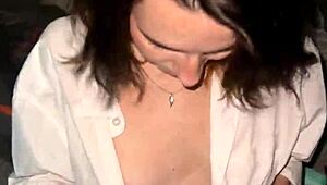 cute teen amateurs have first date sex in restaurant, homemade creampie.