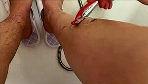 Amateur Shaves Hairy Legs in Shower POV
