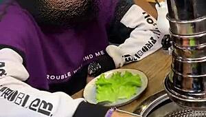 cute teen amateurs have first date sex in restaurant, homemade creampie.