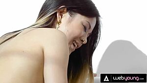 Asian cheerleader Lulu Chu and her captain explore oral sex and face sitting