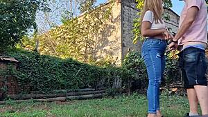 Latina Neighbor Deepthroats My Cock On My Land!