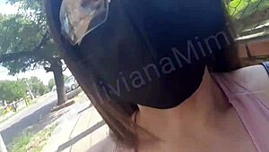 Latina Squirts Outdoors In Public Without Panties During Quarantine Shopping