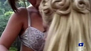 Judith, Christina, and Katsuni love banging in the garden