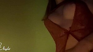 Busty blonde babe fingers her pussy alone.