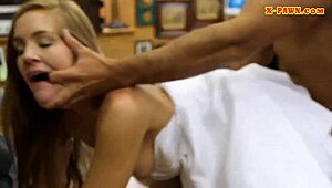 Married bride in wedding dress spied on while getting hardcore boning from pawn man with monster cock