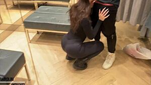 we fucked in the mall dressing room with that cute brunette teen