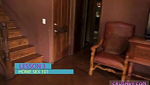 Sensual teen seductress uses dildo to pleasure stepfather in hardcore video