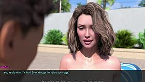Wow, cheating wife and stepmother mowing the lawn in wild porn game!