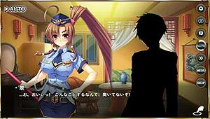 Japanese anime princess Koihime in erotic scene with horse