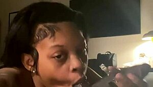 do you want to see this ebony slut give full sloppy head and take facials on her natural tits? part 1.