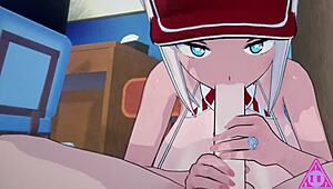 huge tits hentai babe feels horny during blowjob and cumshot