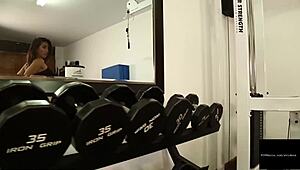 Latina Gym Rat Frida Sante Milks Rock Hard Cock During Workout