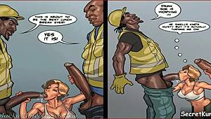 museum threesome with brutal anal