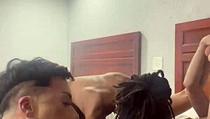 Overwhelmed With Pleasure As Tattooed Gaktrizzy, Gakteeem4, And Tasteofariel Engage In Crossdressing Foursome With Huge Cocks