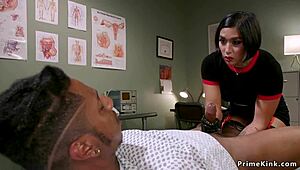 busty asian domme toys with bound black guy