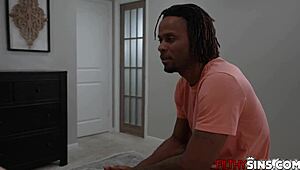 Interracial sex with a stepdaughter bent over and dripping with desire