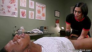 busty asian domme toys with bound black guy