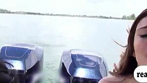 cute teen 18+s enjoying monster cocks on speedboat in bikinis 😏