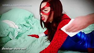 Intense bondage cosplay ties bound babe in costumes